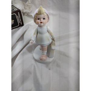 vintage home interiors 1993 girl with bag porcelain pastel finish